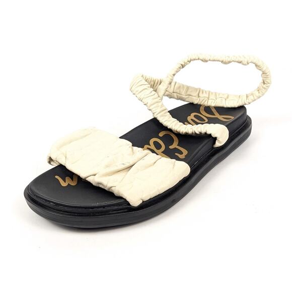Sam Edelman Cream Velma Ruched Banded Ankle Strap Sandals Size 8.5 - Picture 1 of 10